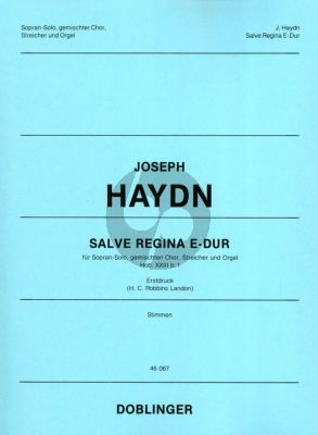 Haydn Salve Regina E dur Hob. XXIIIb:1 for Sopran Solo Gem.Chor und Streicher Stimmen (Herausgegeben von H.C. Robbins-Landon) (Erstdruck)
