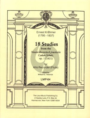 Krahmer 18 Studies Op. 1 from The Neuste Theoretisch Practische Csakan-Schule for Treble Recorder (William Hettrick)