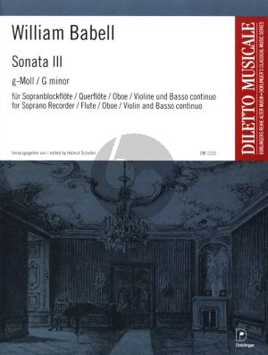 Babell Sonate No. 3 g-moll Sopranblockflöte (Oboe/Violine) und Bc (Helmut Schaller)