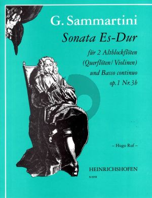 Sammartini Sonata Es-dur Op. 1 No. 3B 2 Altblockflöten [Fl./Vi.] und Bc (Part./Stimmen) (Hugo Ruf)