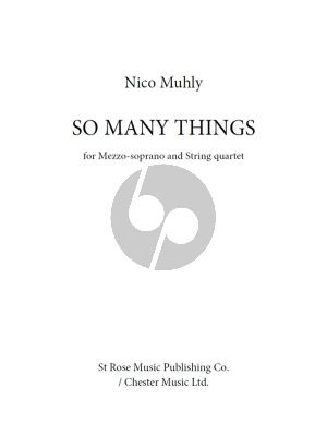 Muhly So Many Things Mezzo-Soprano-String Quartet (Score/Parts)