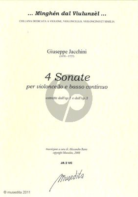 Jacchini 4 Sonate (dall'op.1 e op.3) Violoncello-Bc