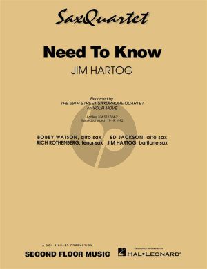 Hartog Need to Know for 4 Saxophones (AATB) (Score/Parts)