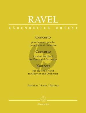 Ravel Concerto for the Left Hand for Piano and Orchestra Full Score
