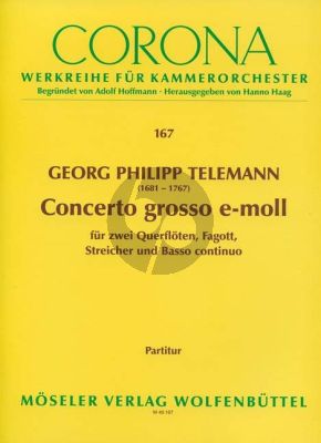 telemann Concerto Grosso e-minor TWV 52:e2 (2 Flutes-Bassoon-String Orchestra-Bc) Full Score