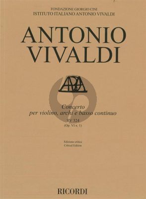 Vivaldi Concerto g-minor RV 324 (Op.VI/1) Violin-Strings-Bc Score (edited by Alessandro Borin)