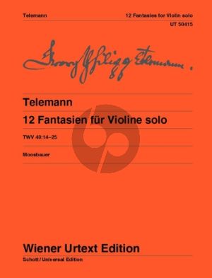 telemann 12 Fantasien TWV 40:14-25 Violine solo (ed. Bernhard Moosbauer) (Wiener-Urtext)