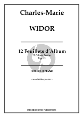 Widor 12 Feuillets d'Album Op.31 Piano