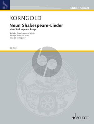 Korngold 9 Shakespeare Lieder Op.29 & Op.31 (Med.-High)