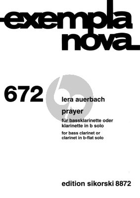 Auerbach Prayer für Bassklarinette oder Klarinette in B solo