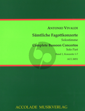 Vivaldi Samtliche Fagottkonzerte - Complete Bassoon Concertos Vol.1 (No.1-7) Urtext Fagott Solo Stimme - Bassoon Solo Part Trevor Cramer/Bodo Koenigsbeck