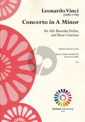 Vinci Concerto a-minor Treble Recorder-Violin[s]-Bc (Score/Parts) (edited by David Lasocki)