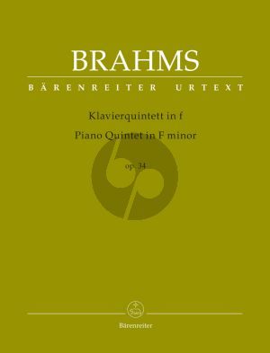 Brahms Quintet f-minor op. 34 Piano-2 Violins-Viola-Violoncedllo (Score/Parts) (edited by Daniel F. Boomhower) (Barenreiter-Urtext)