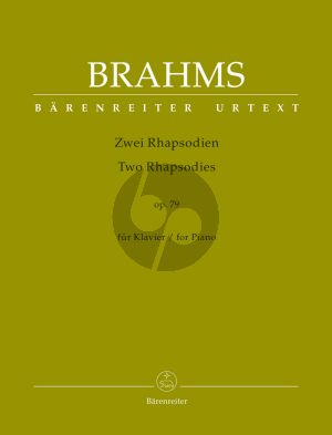 Brahms 2 Rhapsodien Op.79 für Klavier (Christian Köhn) (Barenreiter-Urtext)
