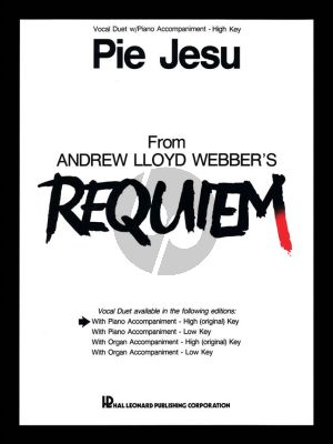 Lloyd Webber Pie Jesu from Requiem for 2 High Voices-Piano