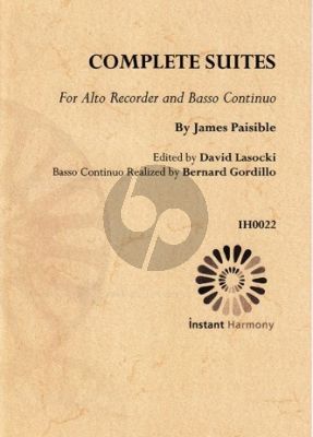 Paisible Complete Suites Treble Recorder-Bc (edited by David Lasocki)
