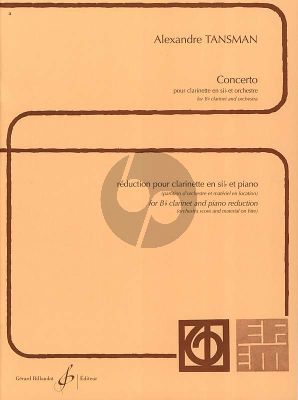 Tansman Concerto Clarinette et Orchestre (reduction Clarinette et Piano)