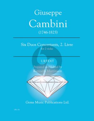 Cambini 6 Duos Concertants Volume 2 for 2 Viola (Prepared and Edited by Kenneth Martinson) (Urtext)