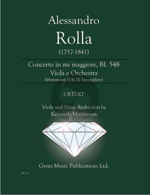 Rolla Concerto mi maggiore BI. 548 Viola - Piano (Reduction by Kenneth Martinson) (Movements 2 & 3 incompleto (Urtext))