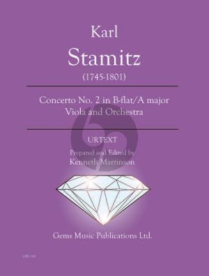 Stamitz Concerto No. 2 in B-flat / A major Viola and Orchestra Score - Parts (Prepared and Edited by Kenneth Martinson) (Urtext)