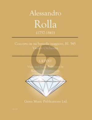 Rolla Concerto in mi bemolle maggiore BI. 545 Viola - Piano (Prepared and Edited by Kenneth Martinson) (Urtext)