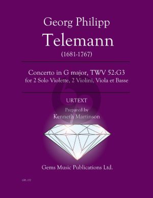 Telemann Concerto in G major TWV 52:G3 for 2 Solo Violette - 2 Violini - Viola et Basse Score - Parts (Prepared and Edited by Kenneth Martinson) (Urtext)