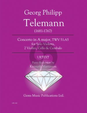 Telemann Concerto in A major TWV 51:A5 for Solo Viola - Piano (Prepared and Edited by Kenneth Martinson) (Urtext)
