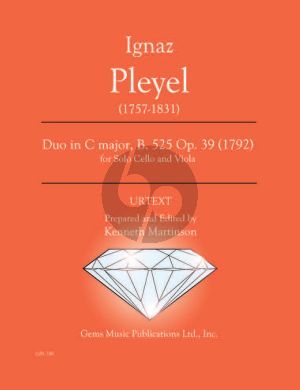 Pleyel Duo in C major B. 525 Op. 39 (1792) Viola - Cello (Prepared and Edited by Kenneth Martinson) (Urtext)