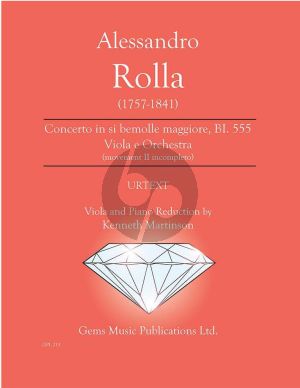 Rolla Concerto in si bemolle maggiore BI. 555 Viola - Piano (movement II incompleto) (Prepared by Kenneth Martinson)