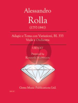 Rolla Adagio e Tema con Variazioni BI. 333 Viola e Orchestra Score - Parts (Prepared and Edited by Kenneth Martinson) (Urtext)