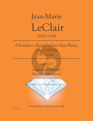 Leclair 6 Sonates Op. 3 no. 1- 6 a - 2 Violins (Prepared and Edited by Kenneth Martinson) (Urtext)