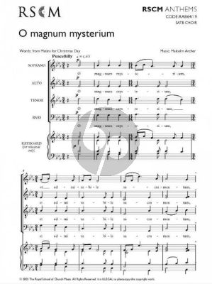 Archer O Magnum Mysterium SATB