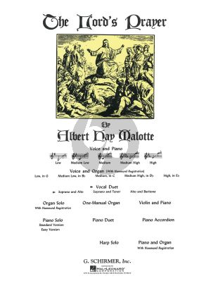 Malotte The Lord's Prayer Duet for Soprano and Alto Voice (with Piano accompaniment)