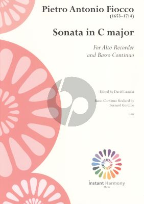 Fiocco Sonata C Major Treble Recorder and Bc (Edited by David Lasocki) (Basso Continuo by Bernard Gordillo)