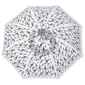 Mini Paraplu Wit met Zwarte Vioolsleutels (Mini Umbrella - G-Clef - White)