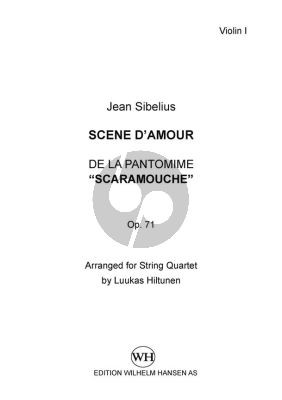 Sibelius Scene d'Amour from Scaramouche Op. 71 String Quartet (Parts) (transcr. by Luukas Hiltunen)
