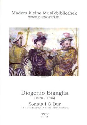 Bigaglia Sonate No.1 G-Dur 2 Traversfloten und Bc (Herausgegeben von Wolfgang Mader) (Partitur und Stimmen)