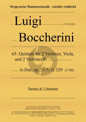 Boccherini Quintett No. 65 A-Dur Op. 31 No. 5 G. 329-Cop 2 Vi.-Va.-2 Vc. (Part./Stimmen)