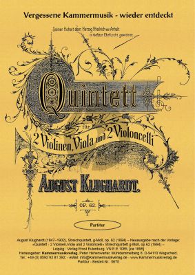 Klughardt Quintett G-dur Op. 62 2 Violinen, Viola und 2 Violoncelli (Partitur)