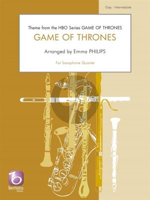 Djawadi Game of Thrones for 4 Saxophones (AATB or SATB) (Score/Parts) (arr. Emma Philips)