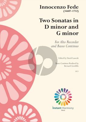 Fede 2 Sonatas in D and G Minor Treble Recorder and Piano (Edited by David Lasocki) (Continuo by Bernard Gordillo)
