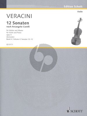 Veracini 12 Sonaten nach Op. 5 von Corelli Vol. 4 (No. 10-12) fur Violine-Bc (Herausgegeben von Walter Kolneder)