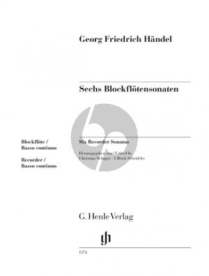 Handel 6 Blockflötensonaten Altblockflöte und Bc (Spielpartitur ohne Generalbassaussetzung) (Christian Schaper)