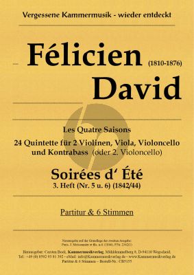 David Soirées d‘ Été Heft 3 No. 5 - 6 2 Violinen-Viola-Violoncello und Kontrabass (Vc.) (Part./Stimmen) (Carsten Bock)