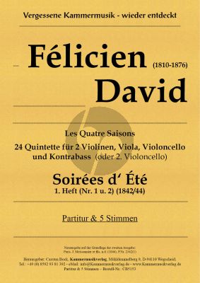 David Soirées d‘ Été Heft 1 No. 1 - 2 2 Violinen-Viola-Violoncello und Kontrabass (Vc.) (Part./Stimmen) (Carsten Bock)