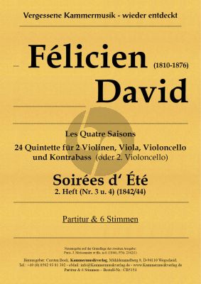 David Soirées d‘ Été Heft 2 No. 3 - 4 2 Violinen-Viola-Violoncello und Kontrabass (Vc.) (Part./Stimmen) (Carsten Bock)