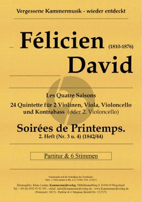 David Soirées du Printemps Heft 2 No. 3 - 4 2 Violinen-Viola-Violoncello und Kontrabass (Vc.) (Part./Stimmen) (Klaus Locher)