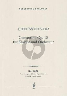 Weiner Concertino Op.15 Piano and Orchestra (Study Score)