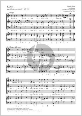 Mozart Kyrie in C (aus Missa brevis in C KV 115) SAB-Bc (Partitur) (Paul Horn)