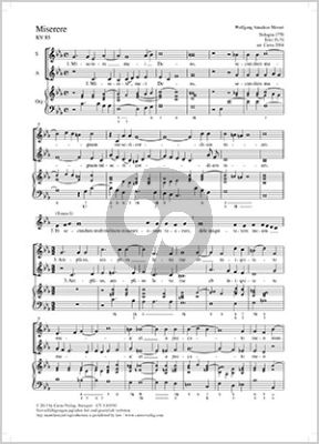 Mozart Miserere KV 85 SA und Orgel Partitur